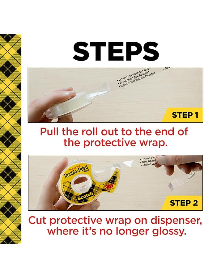 Scotch  Double Sided Tape Permanent 1 2 In X 400 In 2 Dispensers Pack 137Dm 2 - Image 4