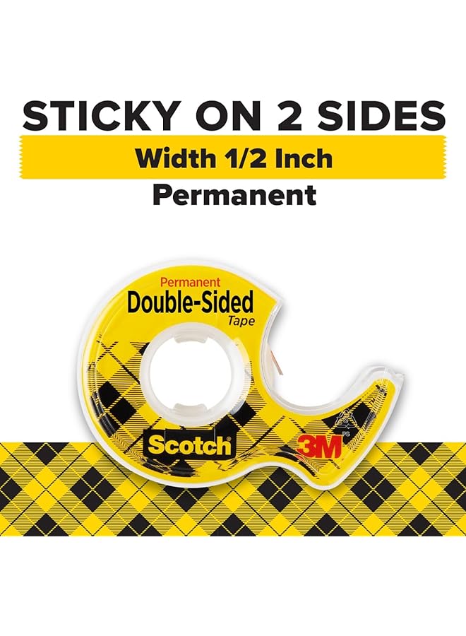 Scotch  Double Sided Tape Permanent 1 2 In X 400 In 2 Dispensers Pack 137Dm 2 - Image 2