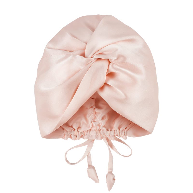 OLESILK Silk Bonnet for Sleeping Women: 100% Mulberry 22 Momme Silk, Adjustable Fit for Night Hair Care, No Frizz for Curls, Pink - Image 1