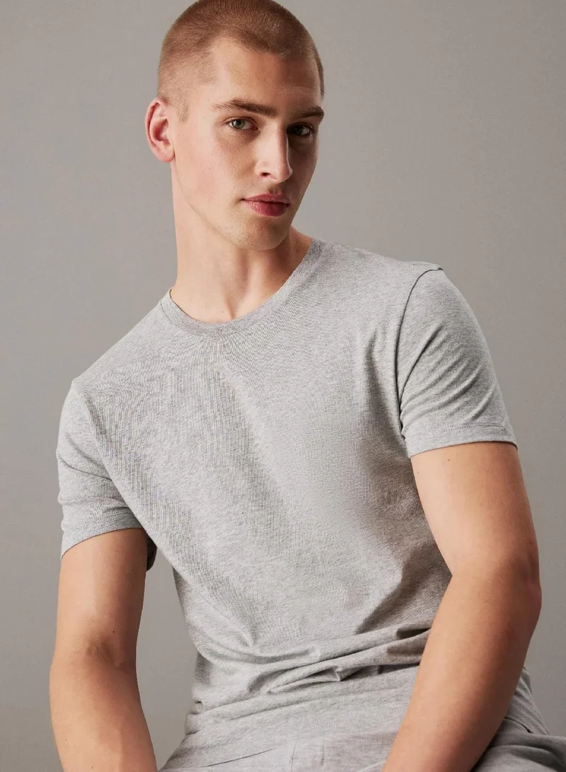Calvin Klein BLACK/GREY HEATHER/WHITE 3 Pack T-shirts - 100% Cotton for Men | Best Price UAE