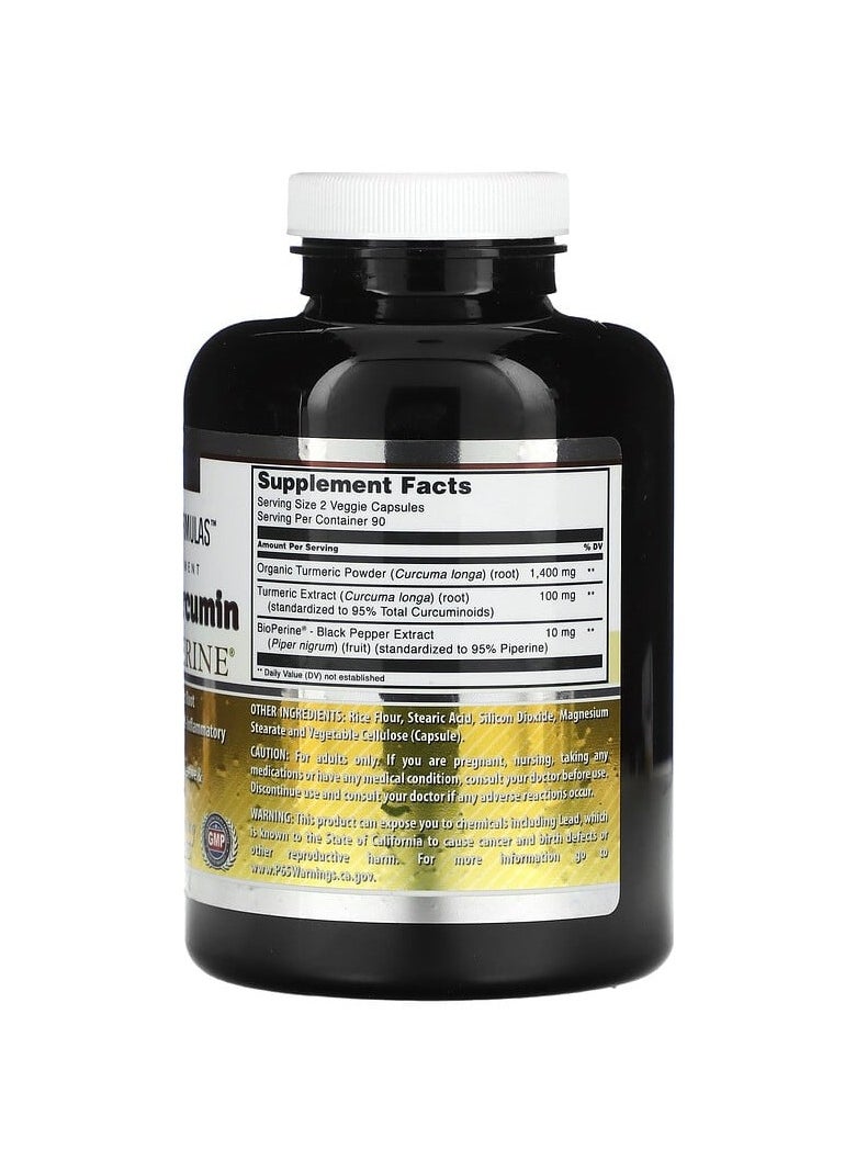 Amazing Nutrition - Amazing Nutrition Turmeric & Ginger with BioPerine1500 mg 180 Veggie Capsules - Image 1