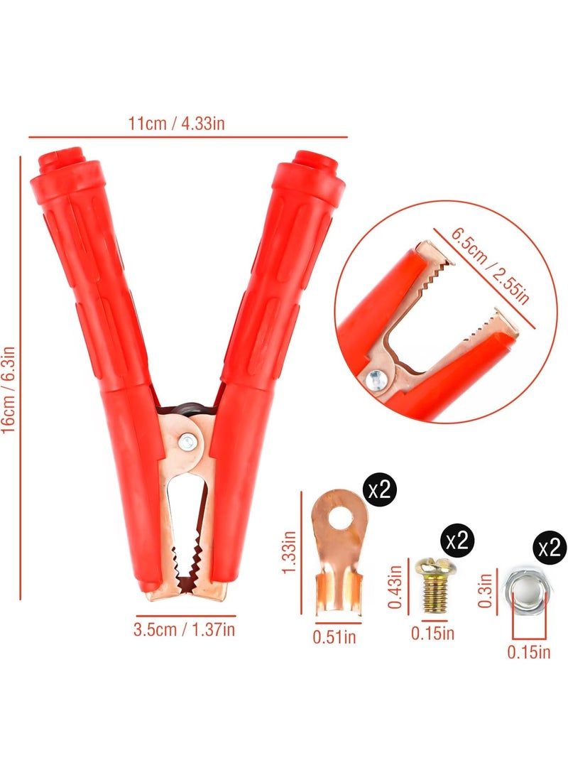 2 x Crocodile Clips, 800A Copper Car Alligator Clips with Insulated Sheath, Starter Cable Clamps, for Jump Leads, Car Battery, Car Vehicle Charging Cable - Image 2
