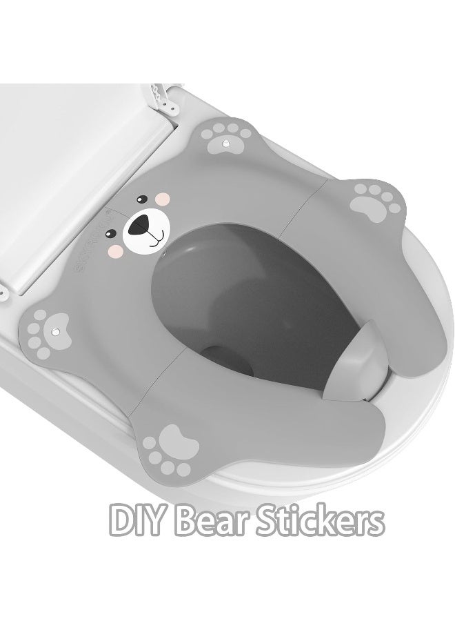 SKYROKU غطاء مقعد المرحاض القابل للطي والمحمول من SKYROKU، مقعد مرحاض مناسب للسفر للأولاد والبنات، غير قابل للانزلاق مع واقي رذاذ و2 أكواب شفط، حقيبة حمل متضمنة (رمادي) - Image 2