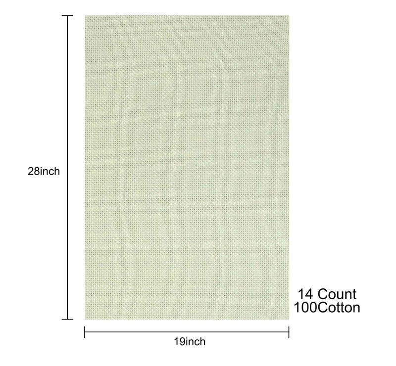 Donmon Aida Cloth 14 Count Cross Stitch Fabric,19Ã—28inch (14CT, Light Green) - Image 2