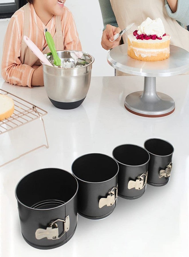 Giyochie 4 pcs Springform Pan Set, 4 5 6 7 inches Round Cake Tin with Removable Bottom, Nonstick Leakproof Carbon Steel Cheese Cake Pans Mold for Baking(COLOR:Black) - Image 2
