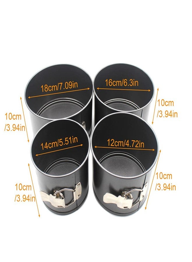 Giyochie 4 pcs Springform Pan Set, 4 5 6 7 inches Round Cake Tin with Removable Bottom, Nonstick Leakproof Carbon Steel Cheese Cake Pans Mold for Baking(COLOR:Black) - Image 3