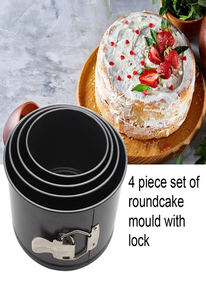 Giyochie 4 pcs Springform Pan Set, 4 5 6 7 inches Round Cake Tin with Removable Bottom, Nonstick Leakproof Carbon Steel Cheese Cake Pans Mold for Baking(COLOR:Black) - Image 4