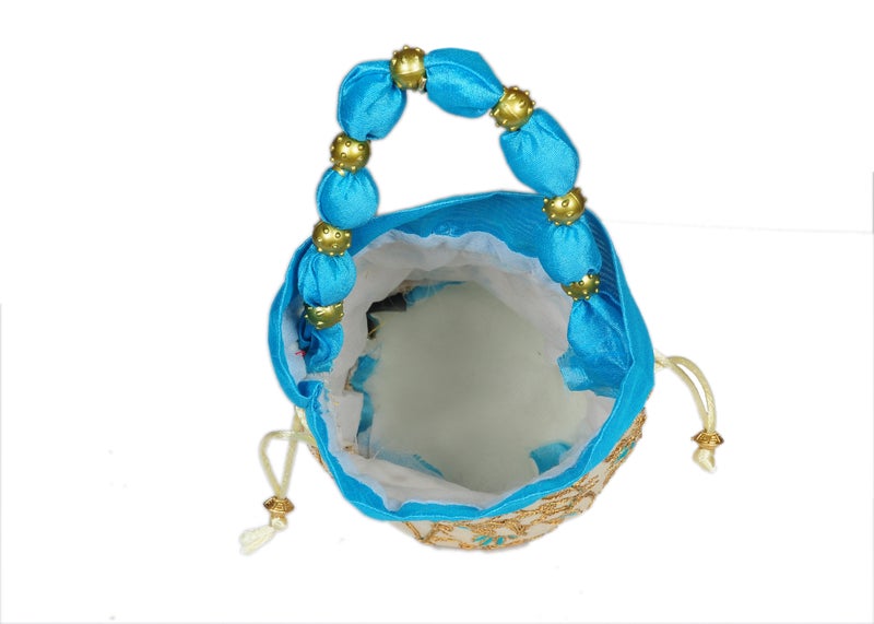 SuneshCreation Ethnic Potli Handbag with Beaded Handle for Women - Image 2