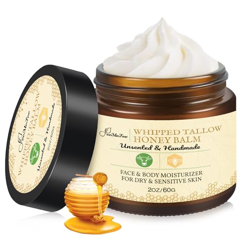 Beef Tallow for Skin 2oz Tallow And Manuka Honey Balm Unscented Tallow Face Moisturizer Beef Tallow for Face Organic Grass Fed Beef Tallow Balm Whipped Beef Tallow Lotion Face Cream