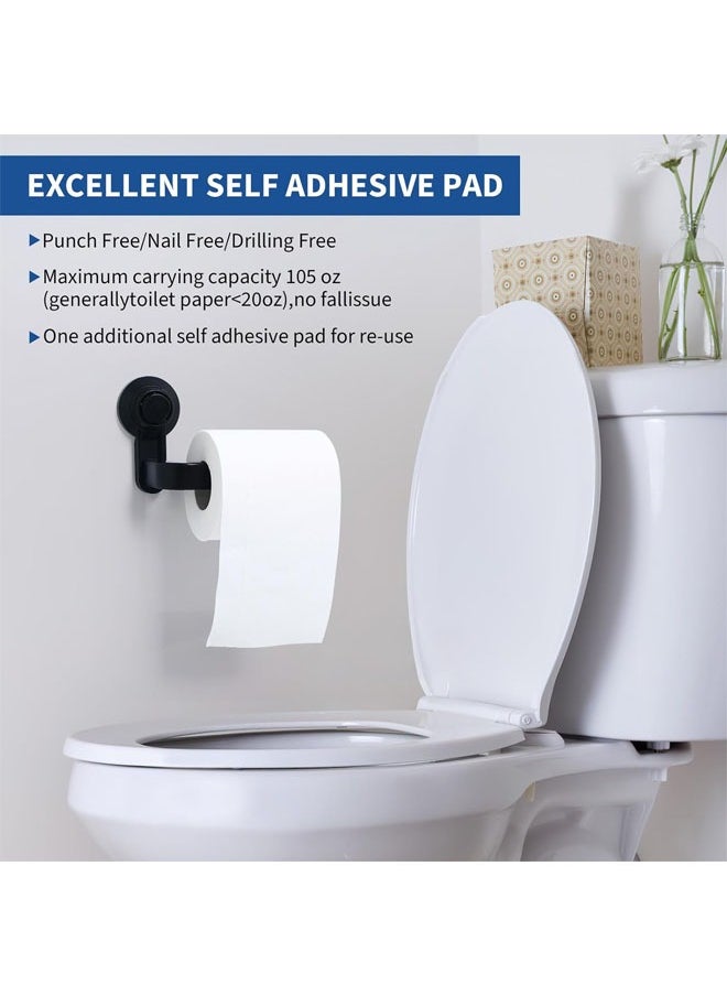 Hihonor Toilet Paper Holder Wall Mount, ABS Toilet Roll Holder, Vacuum Suction Cup Tissue Roll Holder, Drill Hole Bathroom Tissue Paper Roll Holder Black Paper Dispenser, Black  - Image 4