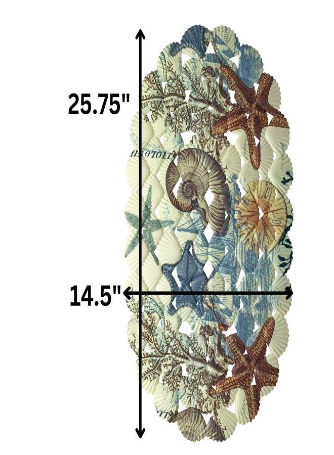 BANBERRY DESIGNS Ocean Shell Bath Mat for Shower Stall, Tub, Bathtub - Beach Starfish Seashells - Coastal Bathroom Bathmat with Anti Slip Suction Cup Back - Measures 25.75" Long x 14.5''W - Image 5