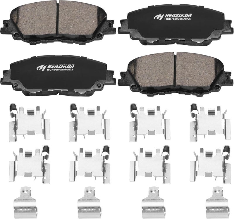 HYFTJYZ Ceramic Front Brake Pads Set for Toyota Corolla and Prius (2019-2023) with Hardware - Image 1