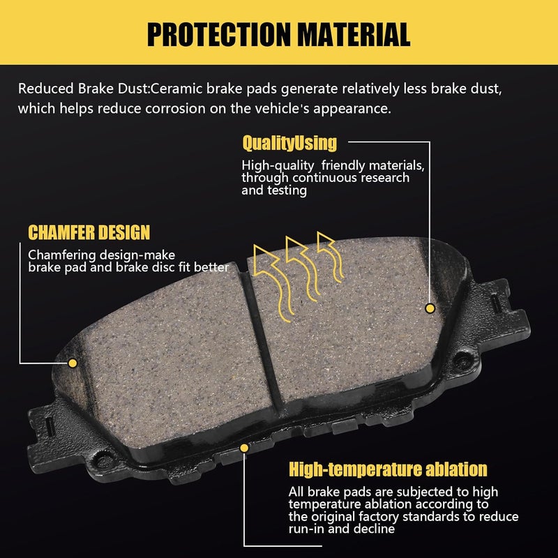 HYFTJYZ Ceramic Front Brake Pads Set for Toyota Corolla and Prius (2019-2023) with Hardware - Image 2