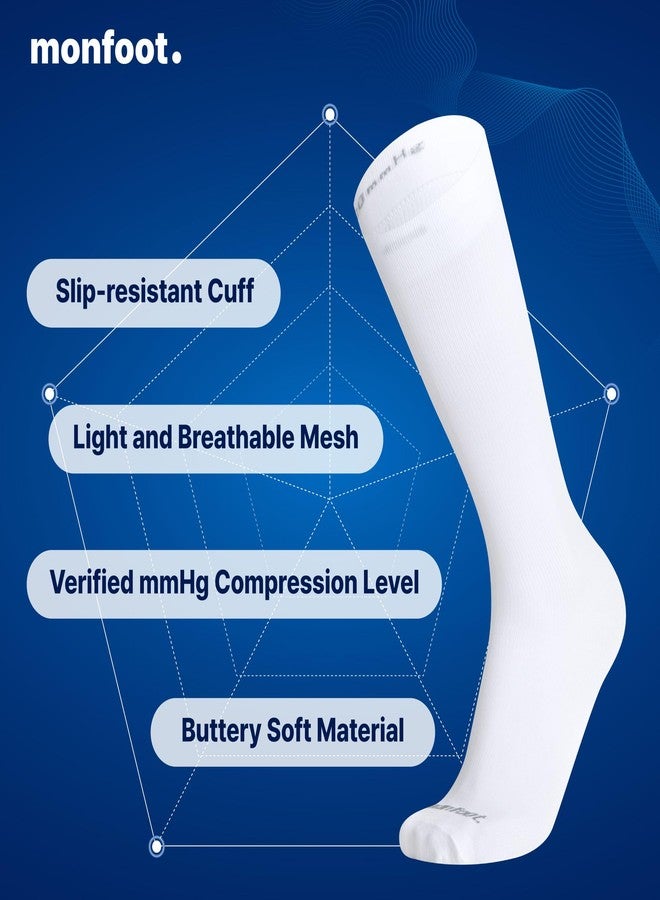 MONFOOT Women's and Men's 3 Pairs 15-20mmHg Graduated Compression Socks White Small/Medium, multipack - Image 3