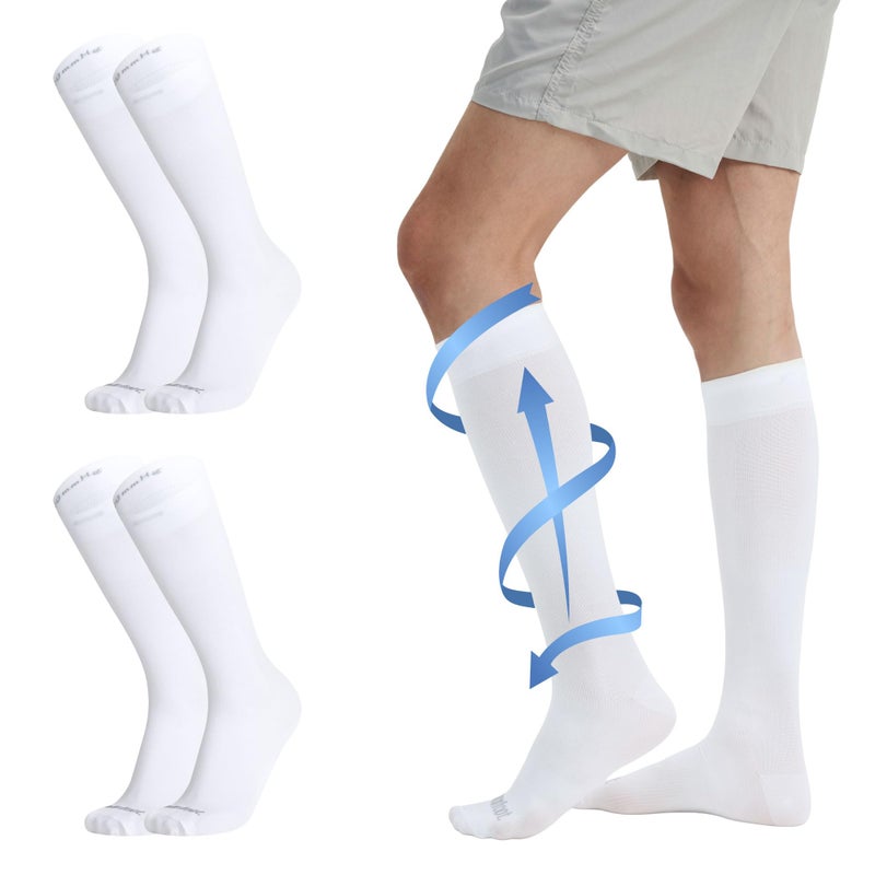 MONFOOT Women's and Men's 3 Pairs 15-20mmHg Graduated Compression Socks White Small/Medium, multipack - Image 1