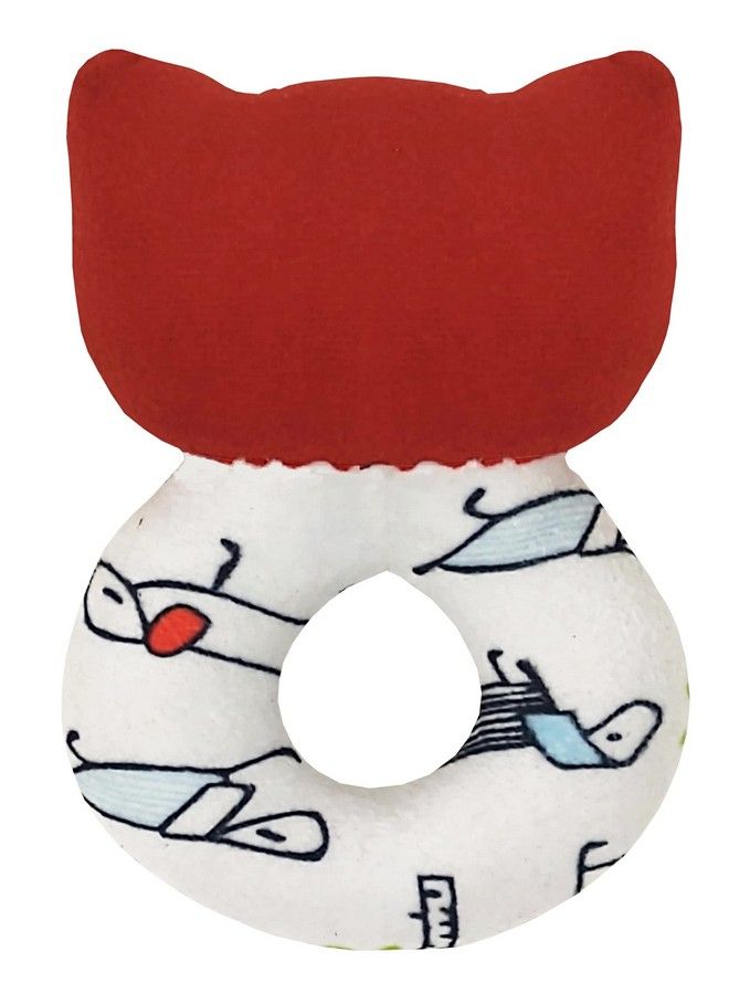Pikipo Kitty Face Rattle Soft Toy With Round Handle (Red) - Image 5