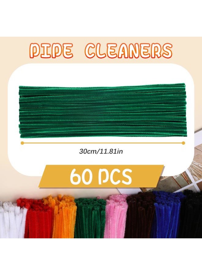 Veroave 60 Pieces Green Pipe Cleaners, Christmas Craft Pipe Cleaners,Pipe Cleaners Chenille Stem,Pipe Cleaners Bulk,Art Pipe Cleaners for Creative Home Decoration Supplies Arts and Crafts Project - Image 2