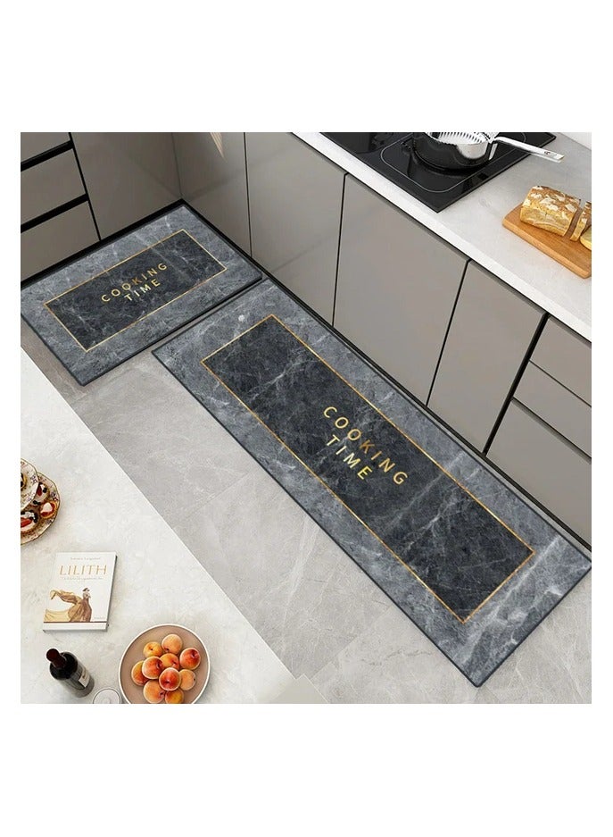 A.M Slip Absorbent Kitchen Mat Quick Drying Living Room Carpet Absorbent Anti Fall Rugs Anti Oil Stain Floor Mats,, Anti-Slip Kitchen Mats Wipeable Wash Long Strip Carpet-40X60cm and 40X120cm(Set) - Image 1