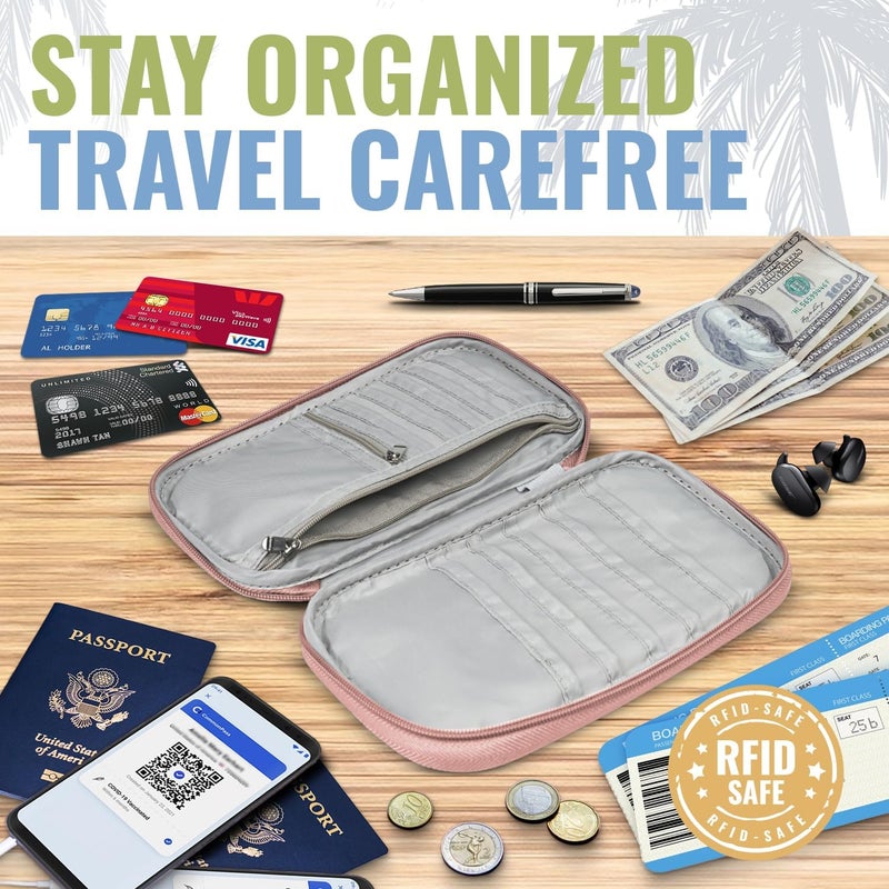 BOACAY Travel Document Organizer with RFID, Family Passport Holder, Wallet for Women & Men, Portable & Waterproof Case for Cards, Boarding Pass, Money - Image 5