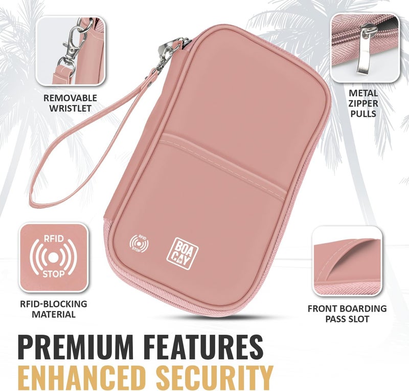 BOACAY Travel Document Organizer with RFID, Family Passport Holder, Wallet for Women & Men, Portable & Waterproof Case for Cards, Boarding Pass, Money - Image 3