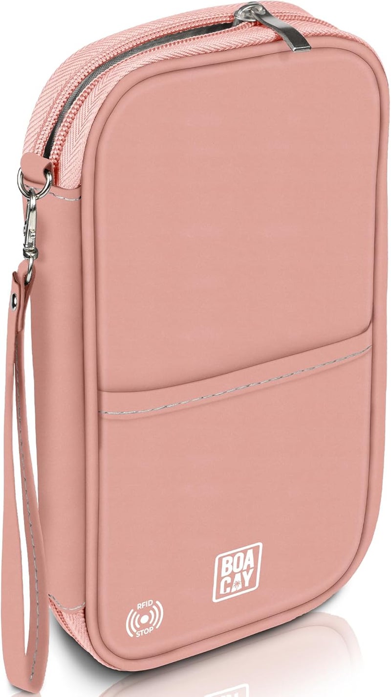 BOACAY Travel Document Organizer with RFID, Family Passport Holder, Wallet for Women & Men, Portable & Waterproof Case for Cards, Boarding Pass, Money - Image 1