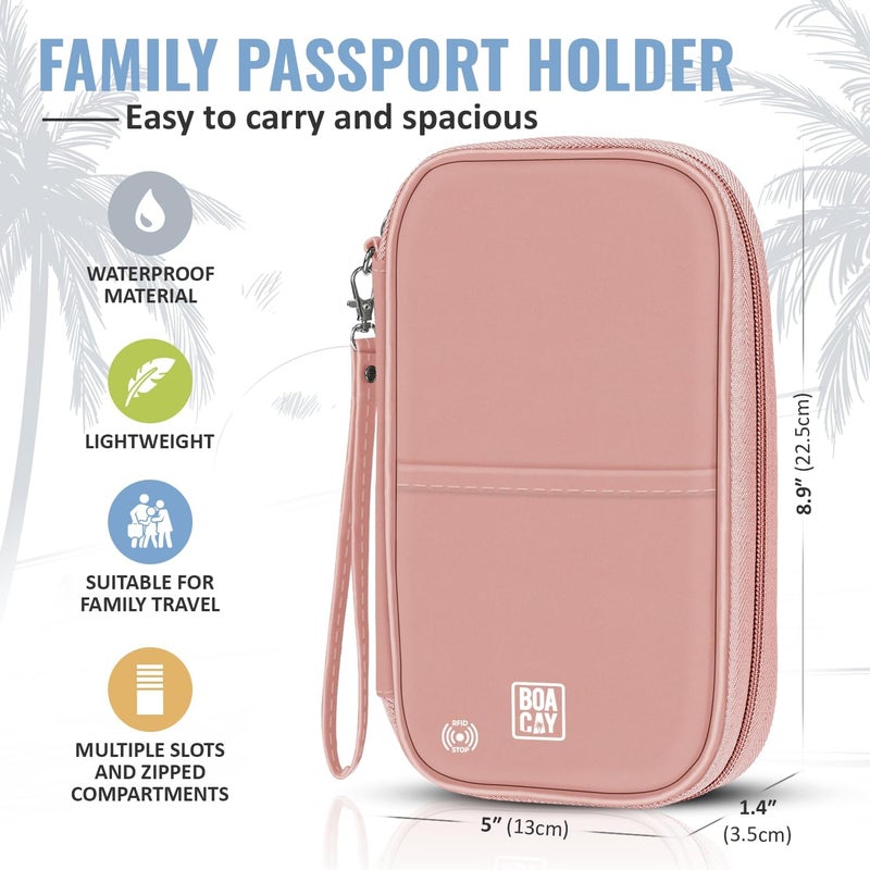 BOACAY Travel Document Organizer with RFID, Family Passport Holder, Wallet for Women & Men, Portable & Waterproof Case for Cards, Boarding Pass, Money - Image 4