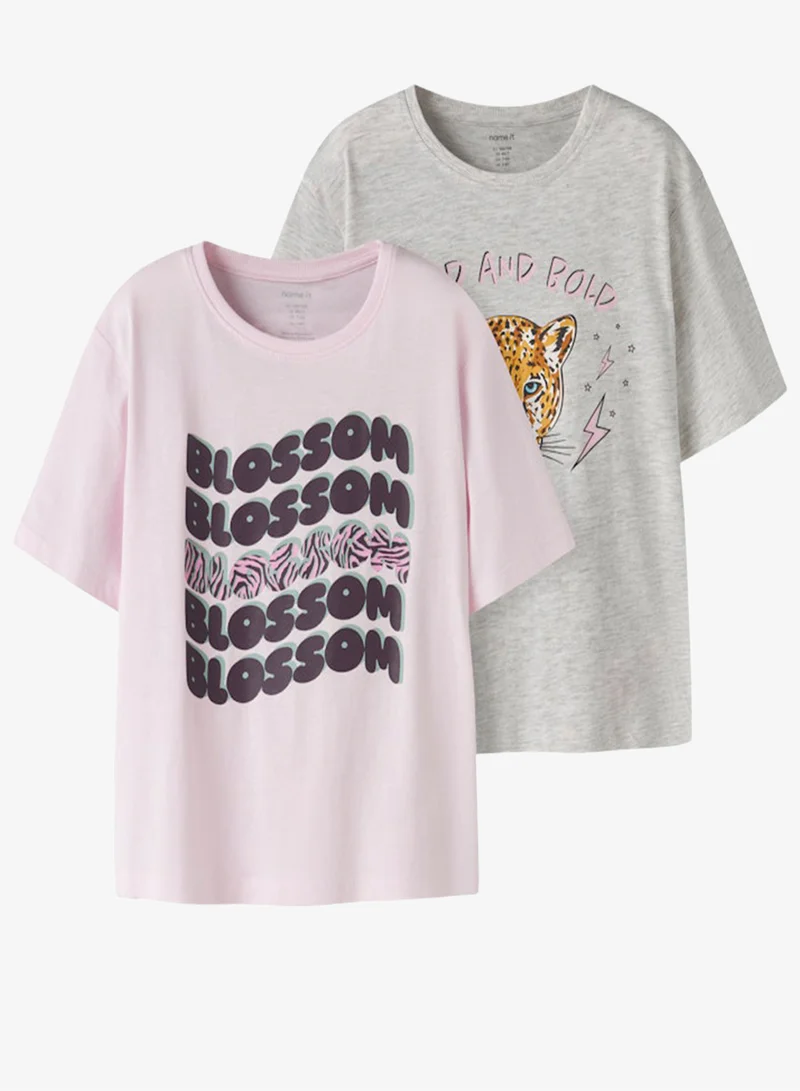 NAME IT Kids 2 Pack Of Graphic Crew Neck T-Shirt