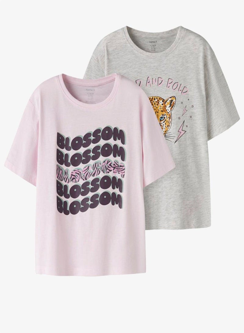 NAME IT Kids 2 Pack Of Graphic Crew Neck T-Shirt - Image 3
