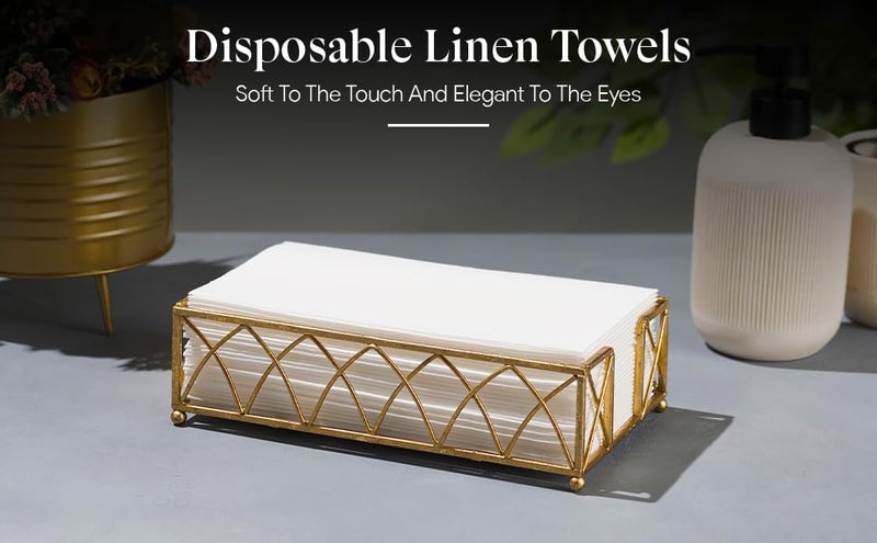 Nechtik 100 Disposable Linen Feel Guest Towels - Paper Hand Towels for Bathroom - Cloth Like White Paper Towel - Cocktail Hand Napkins - Highly Absorbent, Soft Fancy Guest Hand Towels 12" X 17" (Pack Of 100) - Image 3