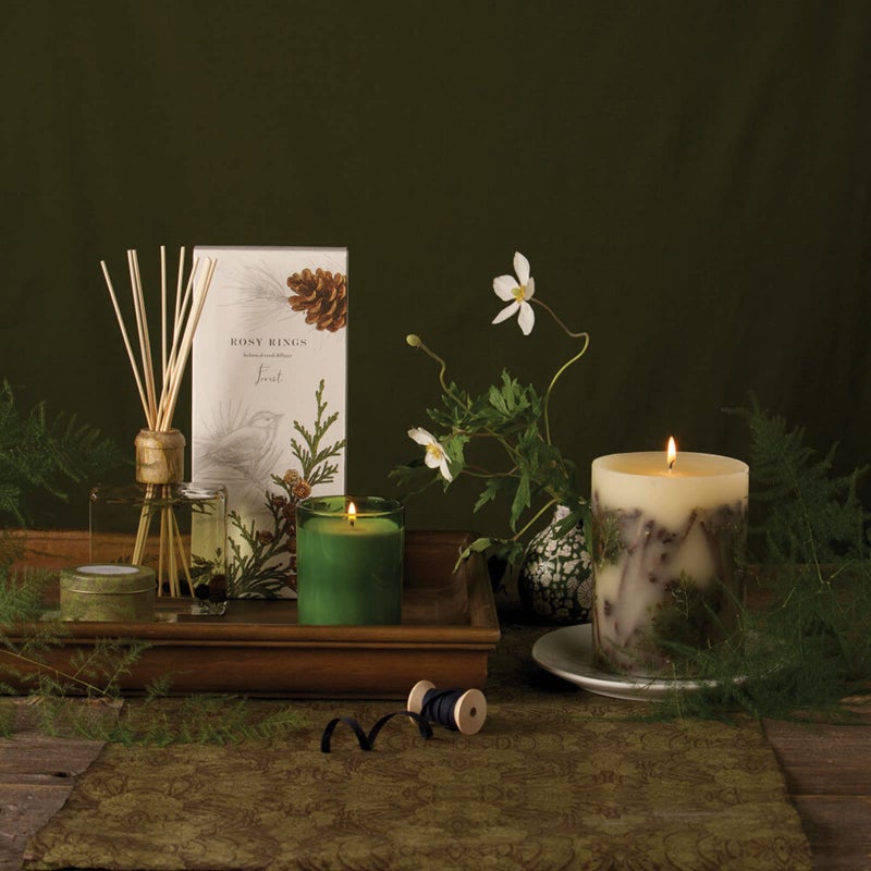 Rosy Rings Forest Round Botanical Candle 120 Hour Burn Time - Notes of Clary Sage, Creamy Sandal, White Musk Aromatherapy Candles, Woodsy Scent Aroma Luxury Candles, Long Lasting Candles Decor 5.5" H - Image 5