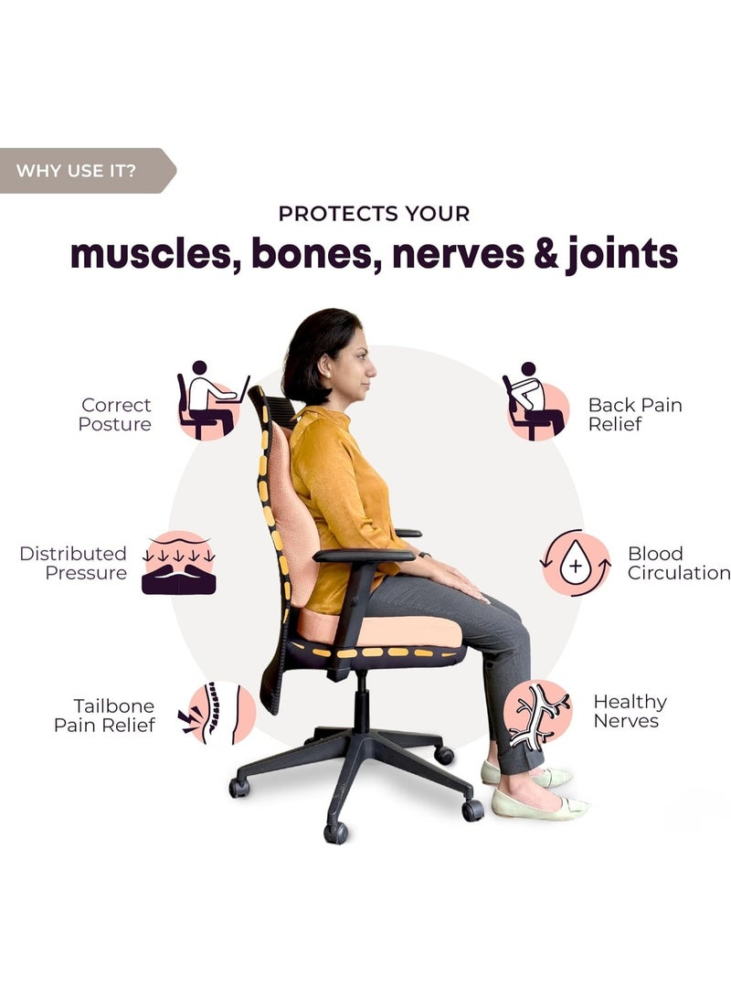Memory Foam Seat Cushion and Back Support Combo Ergonomic Chair Pillow for Sitting Comfort Lumbar Support Non-Slip Breathable Durable for Office Chair Car and Home - Image 1