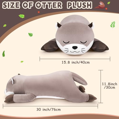 Auspicious beginning Valentines Day Gift 30 Giant Otter Plush Stuffed Animal Otter Plush Pillow Plushies Large Sleeping Body Pillow Plush Toy Cute Hugging Stuffed Animal Birthday Gifts for Kids Girls Boys - Image 5