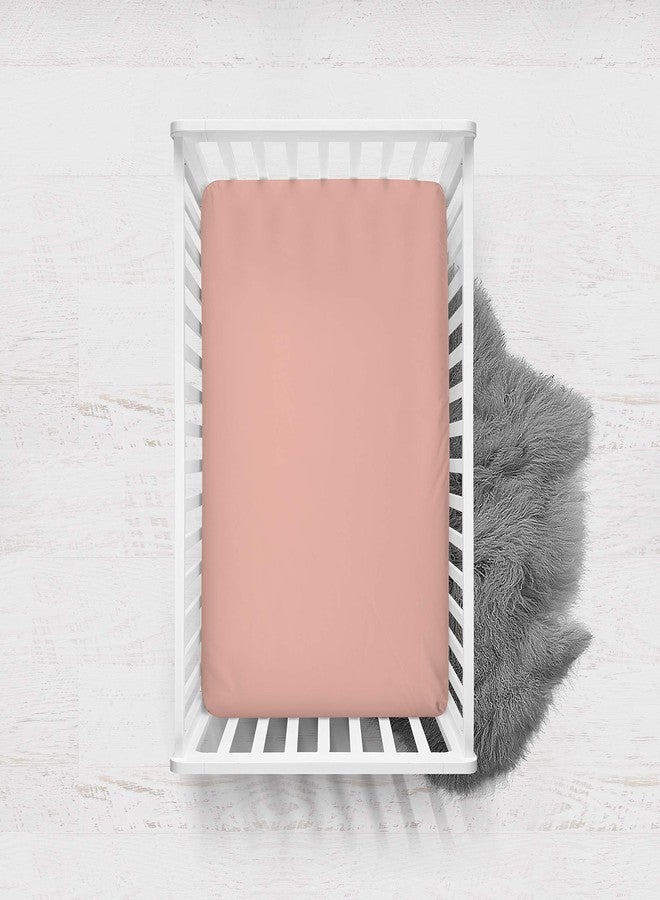 Bacati 100% Cotton Crib Fitted Sheet - Olivia Tribal Solid Coral - Silky Soft Breathable 100% Cotton Percale Baby Sheets - Fits Standard 28 x 52 Crib & Toddler Mattresses - Image 4