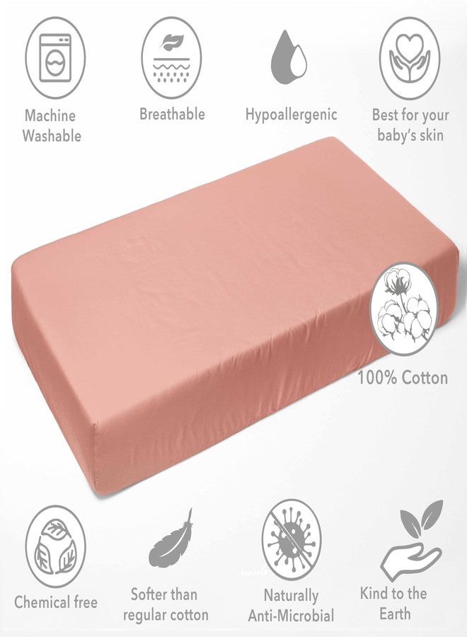 Bacati 100% Cotton Crib Fitted Sheet - Olivia Tribal Solid Coral - Silky Soft Breathable 100% Cotton Percale Baby Sheets - Fits Standard 28 x 52 Crib & Toddler Mattresses - Image 5