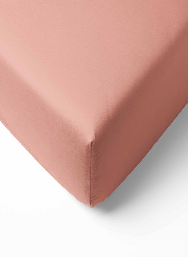 Bacati 100% Cotton Crib Fitted Sheet - Olivia Tribal Solid Coral - Silky Soft Breathable 100% Cotton Percale Baby Sheets - Fits Standard 28 x 52 Crib & Toddler Mattresses - Image 1