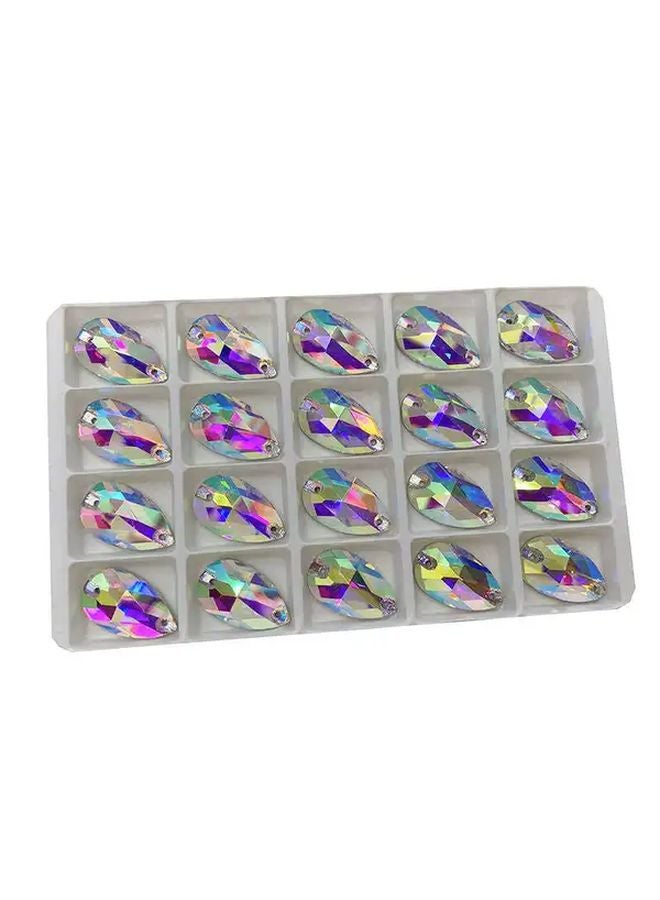 كريستال AB 13x22 مم 20 قطعة حجر الراين الزجاجي المسطح لملابس وإكسسوارات DIY - Image 1