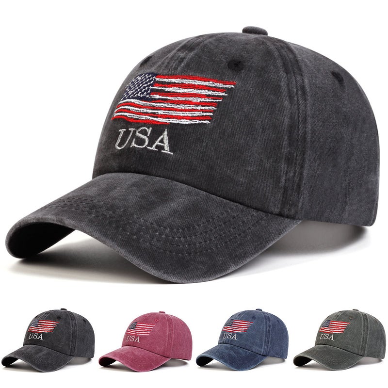 Washed Old American Baseball Cap Embroidered Cap Usa Embroidered Baseball Cap - Image 2