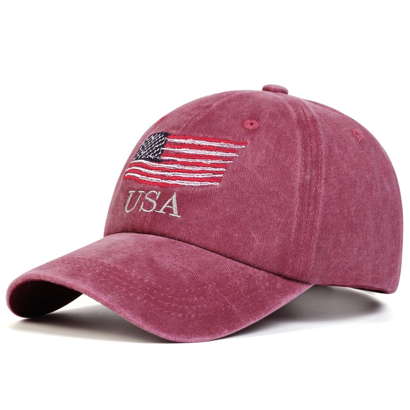 Washed Old American Baseball Cap Embroidered Cap Usa Embroidered Baseball Cap - Image 4