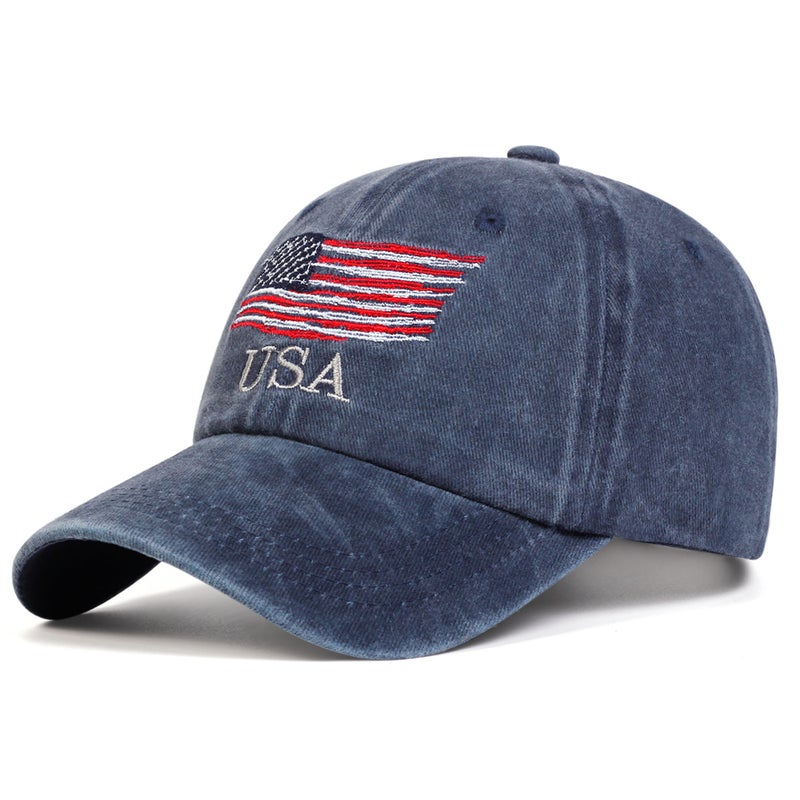 Washed Old American Baseball Cap Embroidered Cap Usa Embroidered Baseball Cap - Image 5