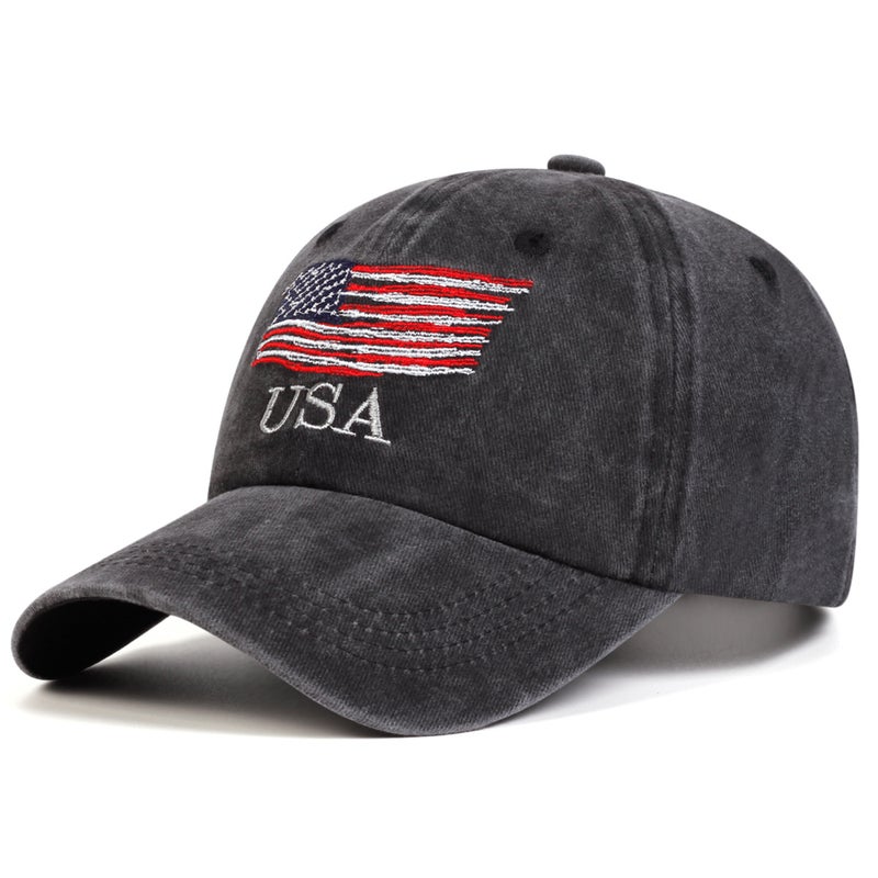 Washed Old American Baseball Cap Embroidered Cap Usa Embroidered Baseball Cap - Image 3