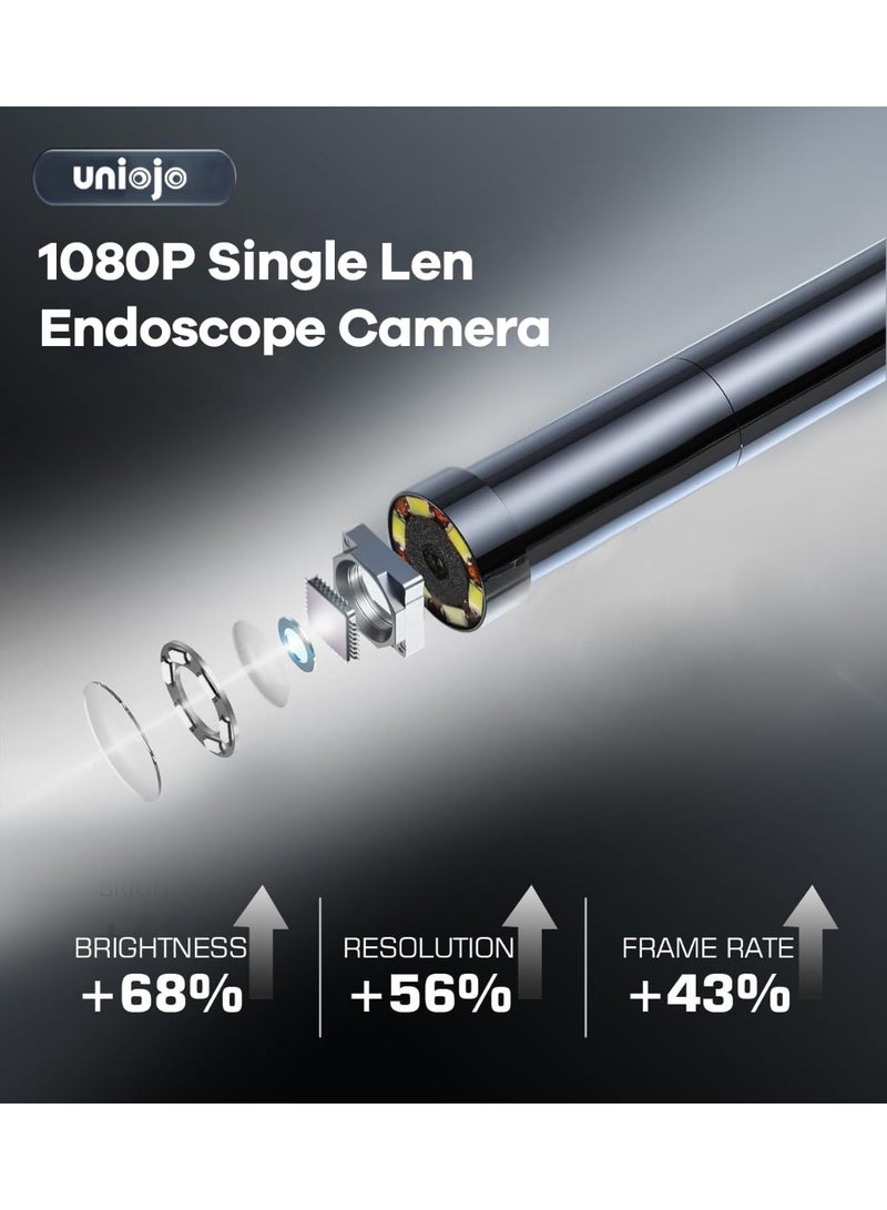 منظار فحص صناعي (Borescope) بقطر 5.2 ملم، كاميرا فحص 1080P HD مع شاشة LCD مقاس 4.3 بوصة، كاميرا مرنة مقاومة للماء IP67 مع 8 مصابيح LED، أداة احترافية للميكانيكا والسباكة، مع حقيبة حمل - Image 4