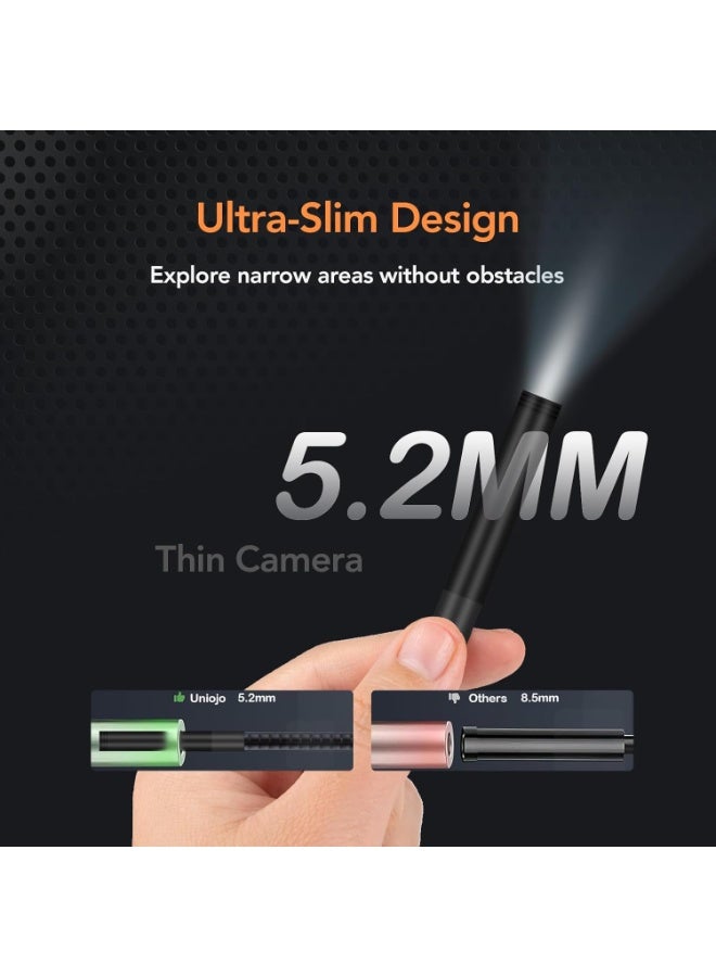 منظار فحص صناعي (Borescope) بقطر 5.2 ملم، كاميرا فحص 1080P HD مع شاشة LCD مقاس 4.3 بوصة، كاميرا مرنة مقاومة للماء IP67 مع 8 مصابيح LED، أداة احترافية للميكانيكا والسباكة، مع حقيبة حمل - Image 2