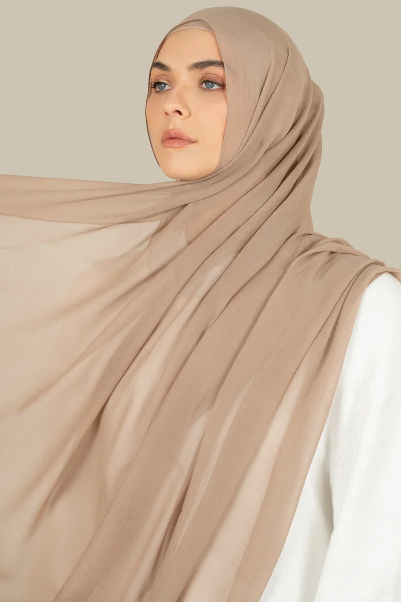 silqrose  Warm Nude Silk Georgette Hijab for Women | Best Price UAE