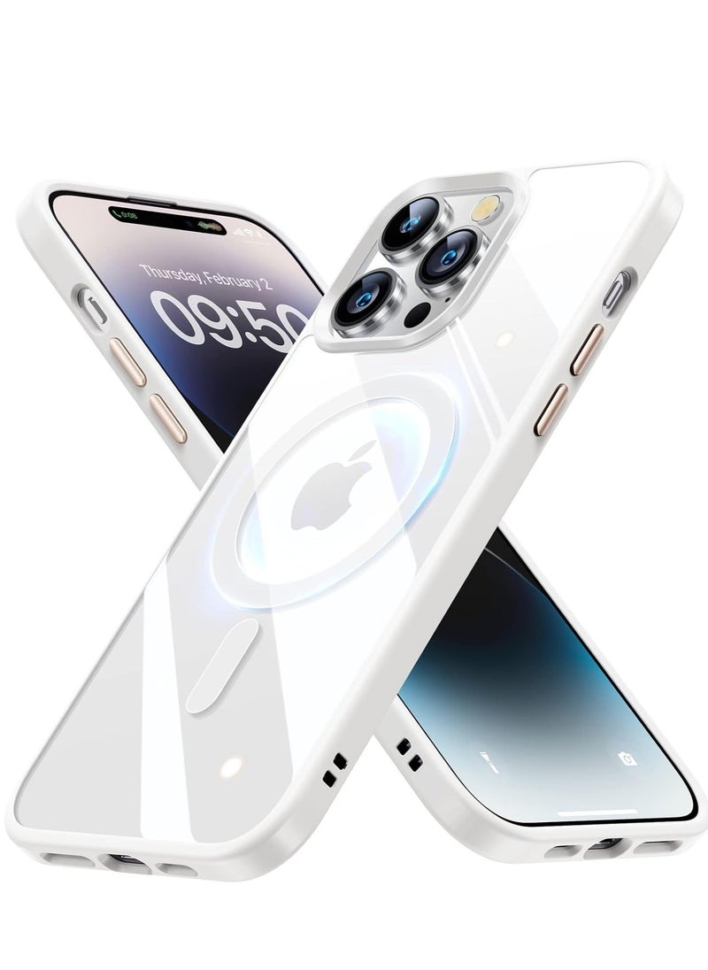 Generic - Built in Magnets Compatible with MagSafe Clear Hard PC Back Cover Soft TPU Frame Shockproof Protective Slim Bumper Case for iPhone 12/iphone 12 pro_ white - Image 1