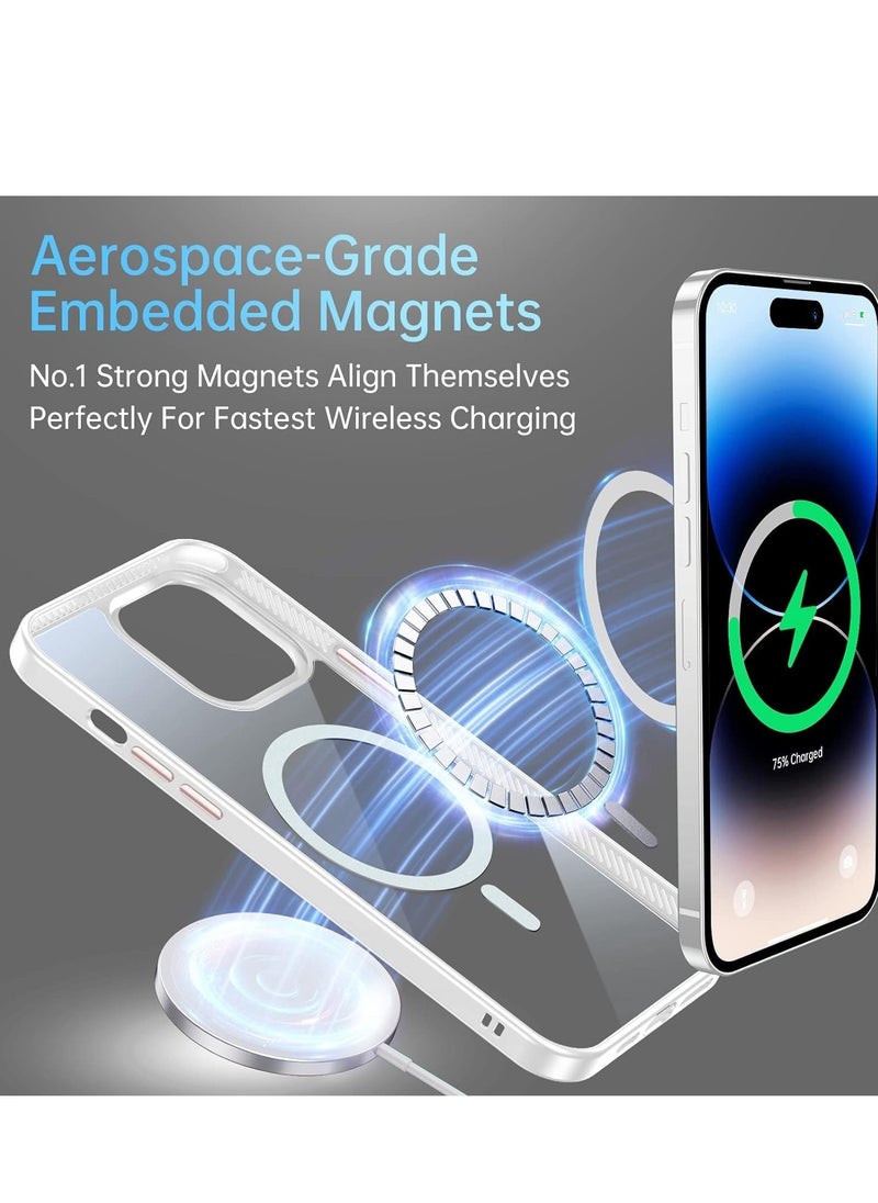 Generic - Built in Magnets Compatible with MagSafe Clear Hard PC Back Cover Soft TPU Frame Shockproof Protective Slim Bumper Case for iPhone 12/iphone 12 pro_ white - Image 1
