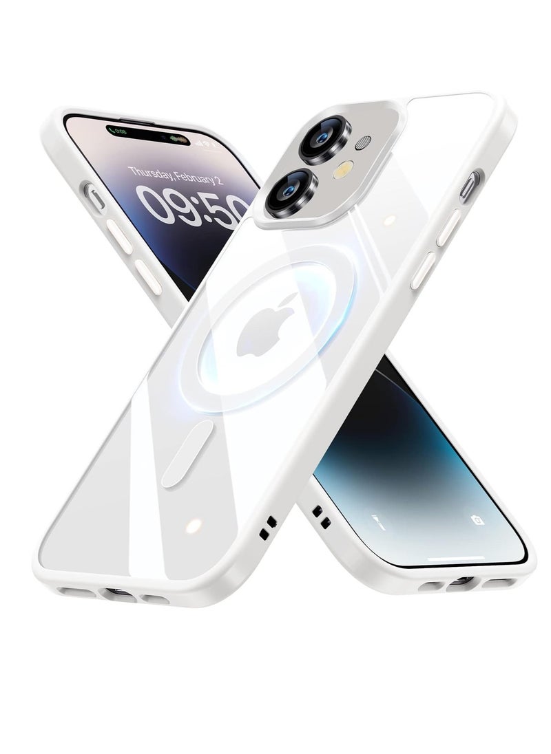 Generic - Built in Magnets Compatible with MagSafe Clear Hard PC Back Cover Soft TPU Frame Shockproof Protective Slim Bumper Case for iPhone 12/iphone 12 pro_ white - Image 1