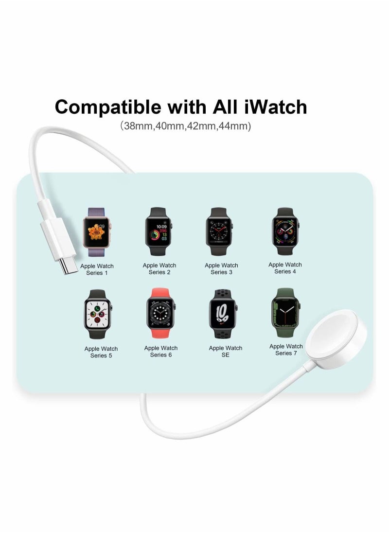 Excefore - Upgraded for Apple Watch Magnetic Fast Charger to USB-C Cable (1m/Portable) Magnetic Wireless Charging Compatible with Apple Watch Series 8/7/6/SE/5/4/3/2/1 - Image 1