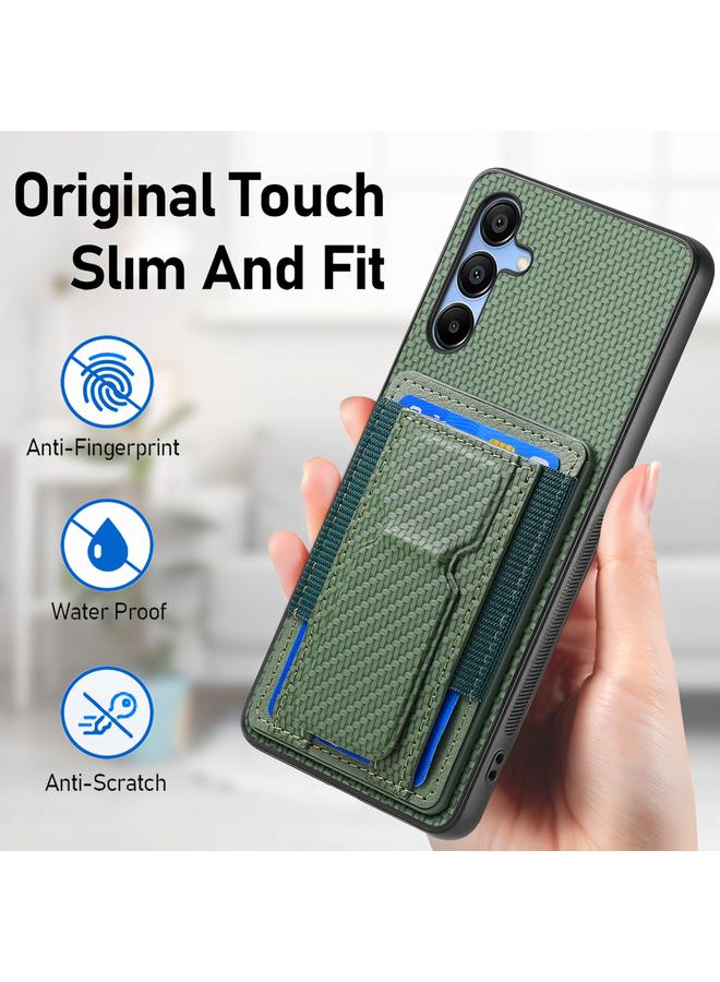 S-TOP Case For Samsung Galaxy A55 5G Carbon Fiber Fold Stand Elastic Card Bag Phone Case - Image 5
