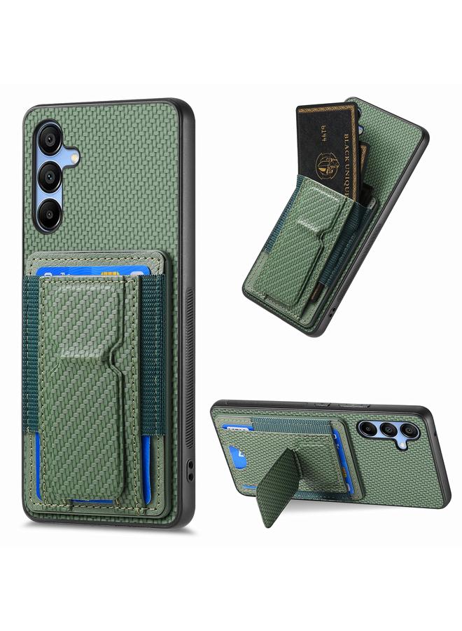 S-TOP Case For Samsung Galaxy A55 5G Carbon Fiber Fold Stand Elastic Card Bag Phone Case - Image 1