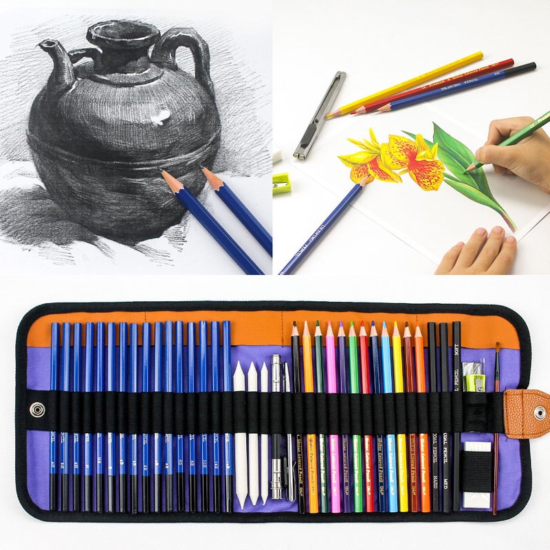 Tree Drawing Sketching Set, colored pencils for adult coloring with graphite, charcoal, colored pencils with sharpener, drawing pencils for Artists adults and Children 42 art supplies - Image 3